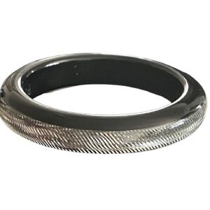 Pono by Joan Goodman Black & Silver Bangle Bracelet Signed